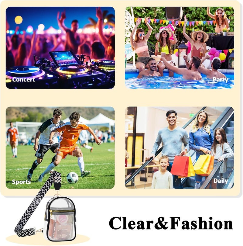 MOVOYEE Clear Bag for Stadium Events Approved Concert Travel Outdoors See Through Sports Fan Handbags&Purses - Image 2